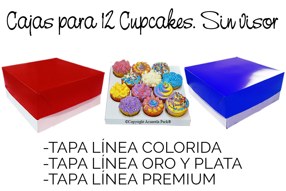 1250 Caja para 12 12 Cupcakes Apilables. Con divisorios