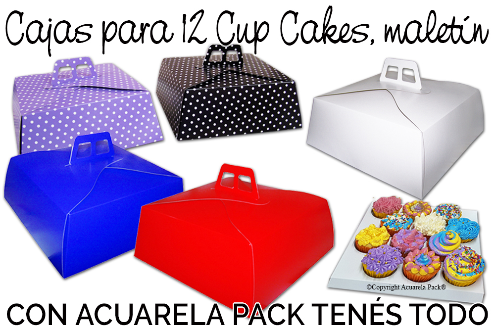 1280 Cajas para 12 Cupcakes Maletín. Con divisorios