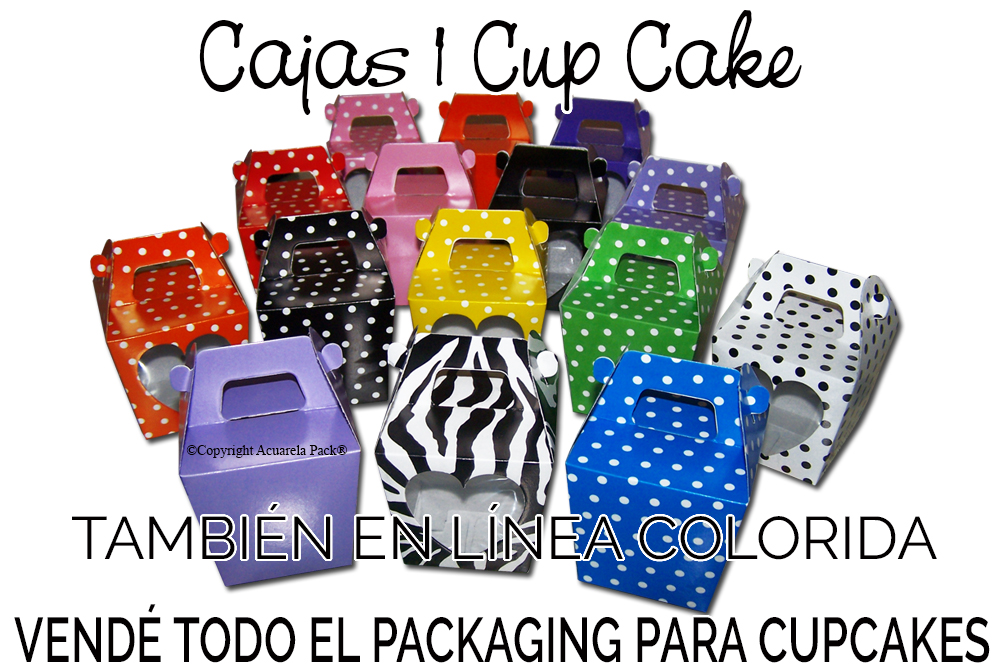 Cajitas 1 Cup Cake. En ésta imágen: Línea Colorida. Disponibles en nuestras cuatro Líneas
