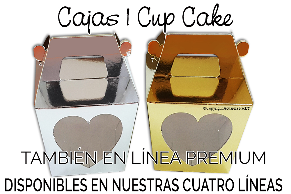 Cajitas 1 Cup Cake. En ésta imágen: Línea Premium. Disponibles en nuestras cuatro Líneas