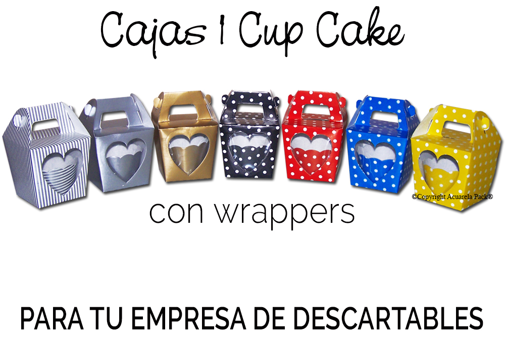 Cajitas 1 Cup Cake. Buscá también los wrappers