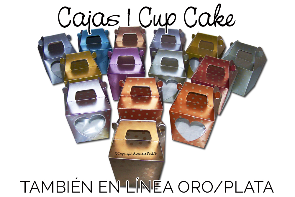 Cajitas 1 Cup Cake. En ésta imágen: Línea Oro y Plata. Disponibles en nuestras cuatro Líneas