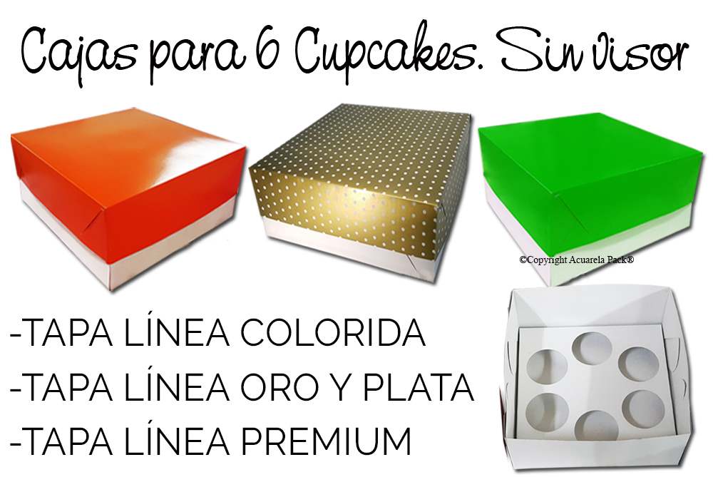 1230 Caja para 6 Cupcakes Apilables. Con divisorios