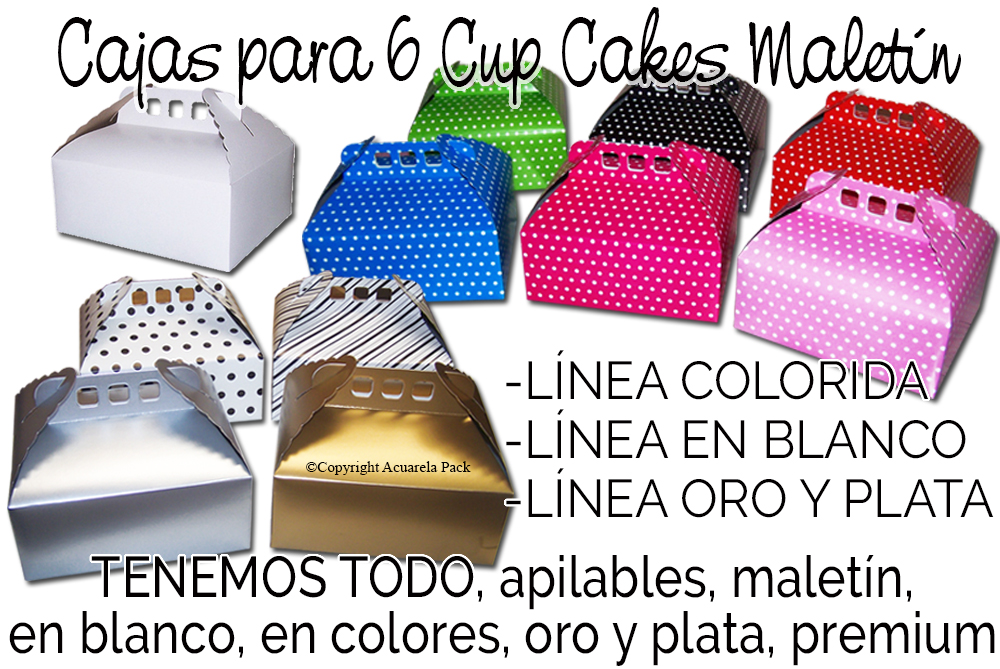 1220 Cajas maletín para 6 Cupcakes. Con divisorios.