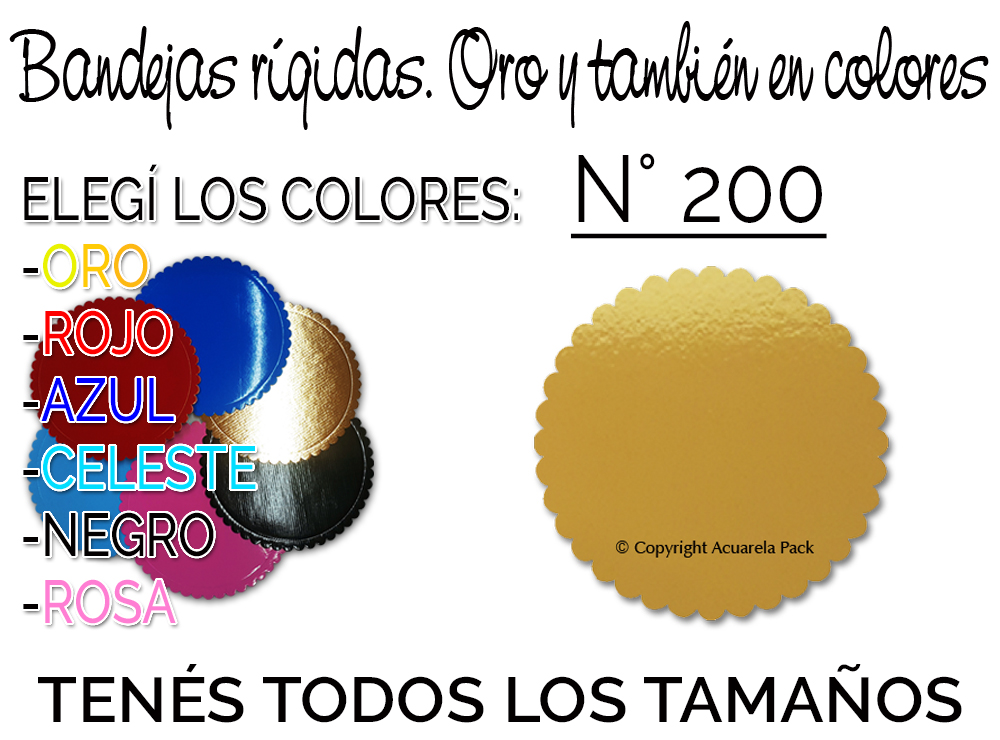 1723 Bandeja Rígida N° 200. Seis colores disponibles. Dorso blanco