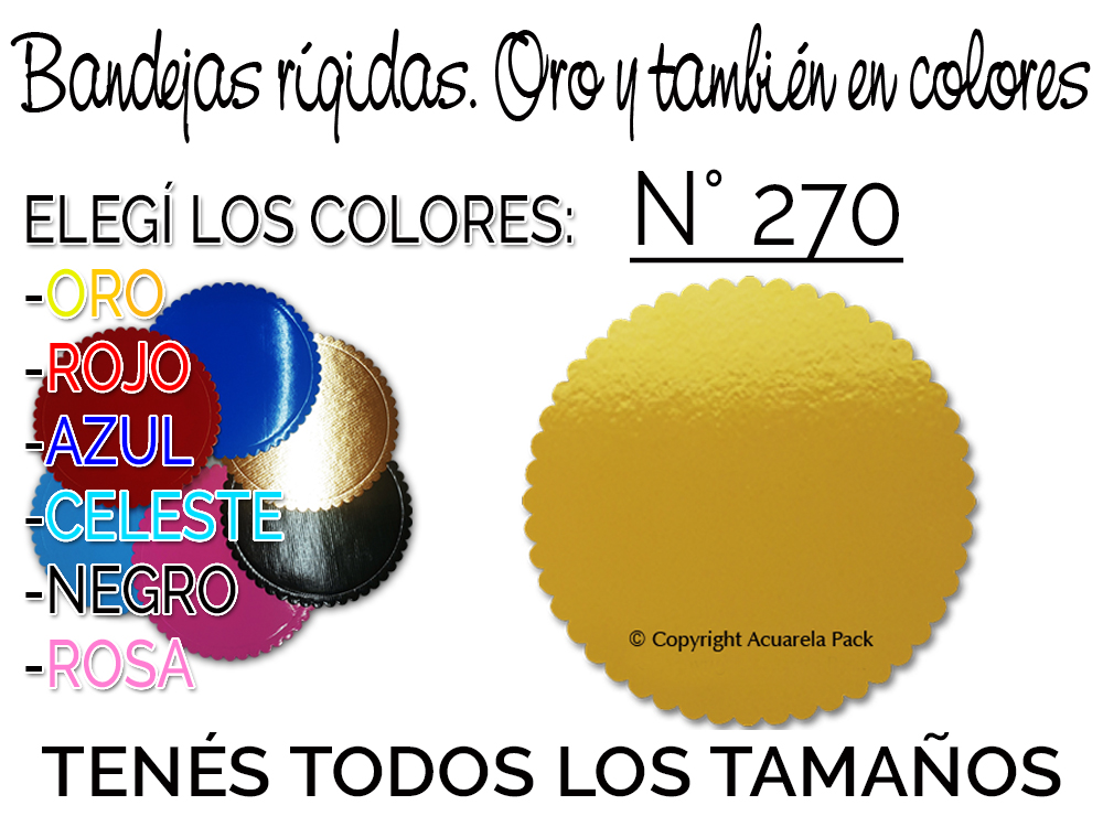 1721 Bandeja Rígida N° 270. Seis colores disponibles. Dorso blanco