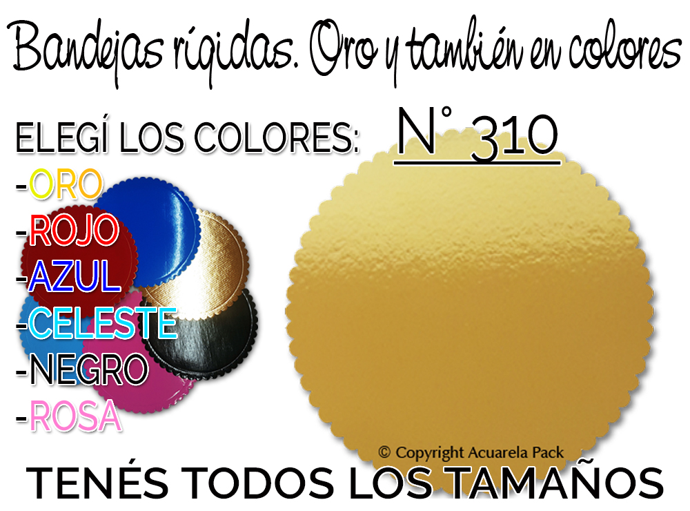 1720 Bandeja Rígida N° 310. Seis colores disponibles. Dorso blanco