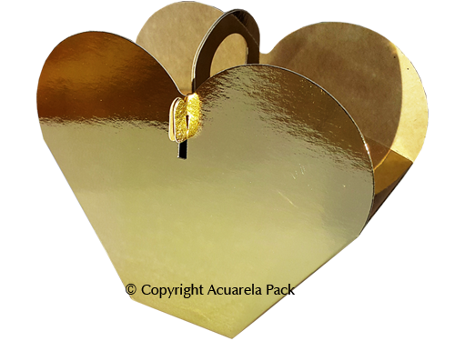 Cajas Corazón, chocolates. Oro - COD.: 235B