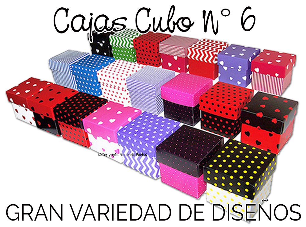 Cajas Cubo N° 6. Muchos colores y diseños para elegir