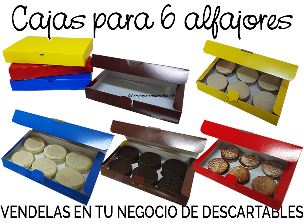 1800 Caja para 6 alfajores. En toda nuestra gama de colores