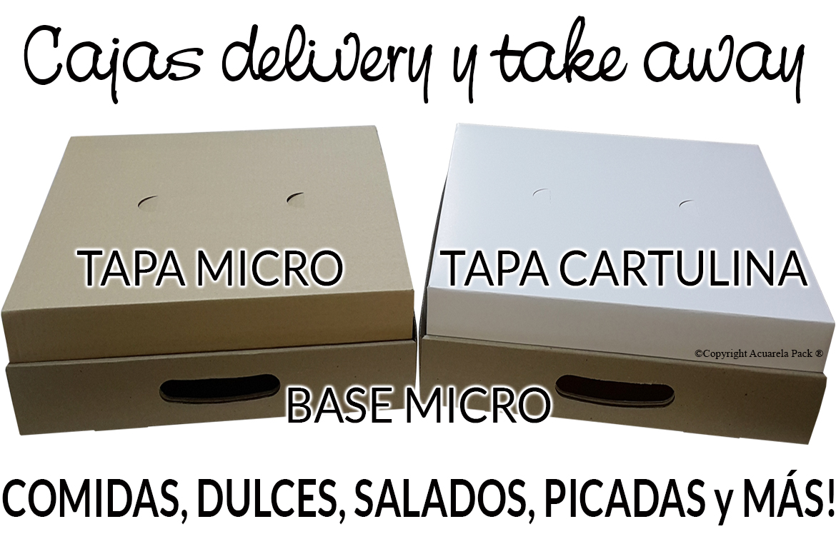 1475 Box Delivery y Take Away. Base estilo bandeja. Base y tapa de micro. Opcional: Tapa de cartulina