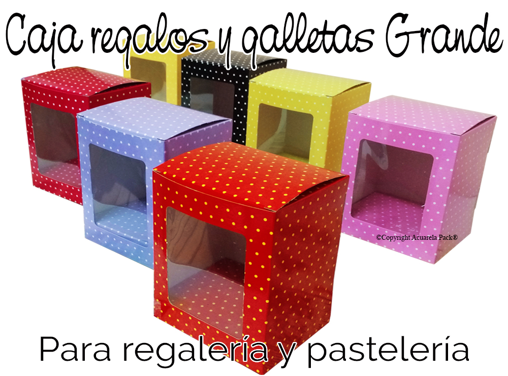 1920 Caja GRANDE para Galletitas, regalería y tazas. Con visor exhibidor. Plastificada y con interior de base