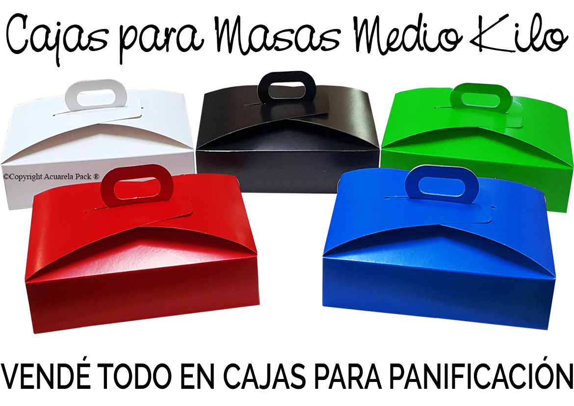 1300 Caja Masas Medio Kilo. En todos nuestros colores, en blanco y también oro y plata