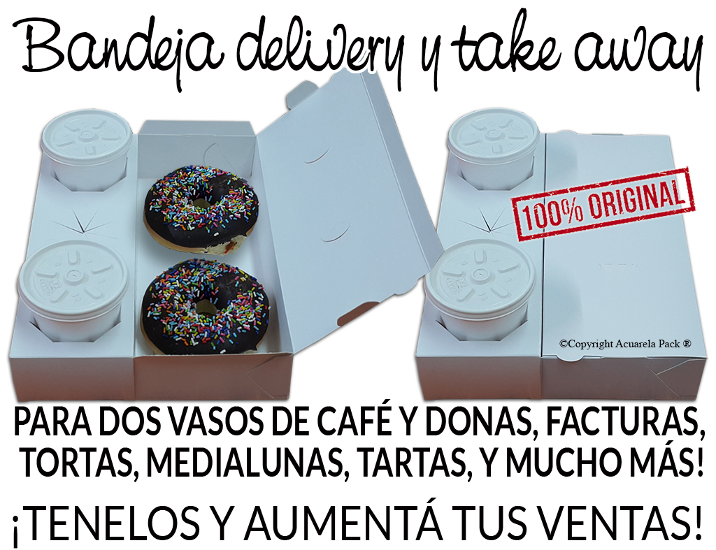 1472 Porta dos vasos y hamburguesas/donas/facturas. Con tapa integrada. Un producto Original de Acuarela Pack®