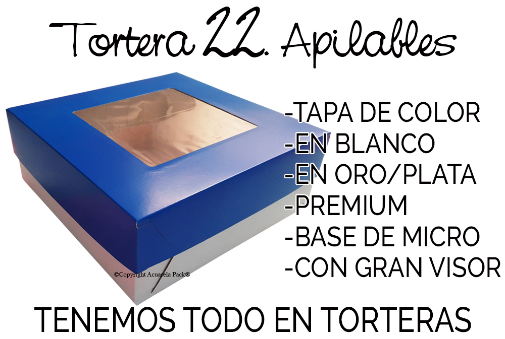 1683 Tortera 22. Estilo Apilables. CON VISOR. Con base de microcorrugado. En blanco, en colores y en oro/plata